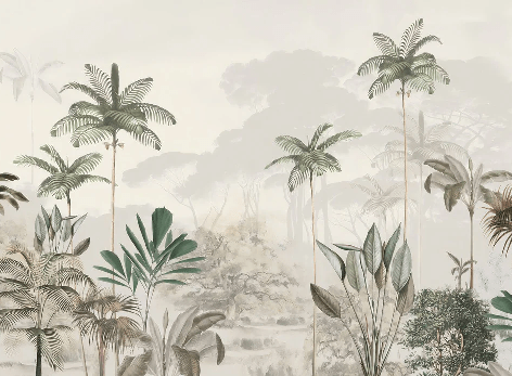 Green jungle eden panoramic wallpaper