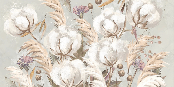 Panoramic cotton flower wallpaper