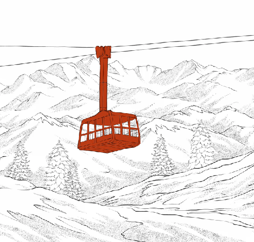 La Plagne red gondola lift wallpaper