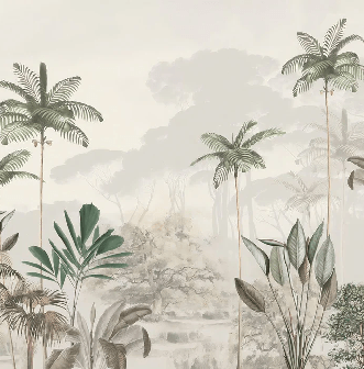 Papier peint panoramique jungle eden vert