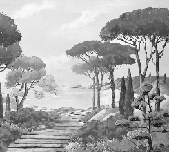 Papier peint balade dans les calanques noir et blanc