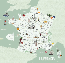 Children's map of France green wallpaper