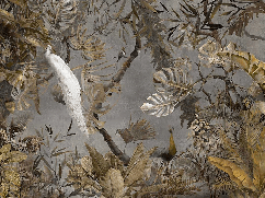 Imperial white peacock panoramic wallpaper