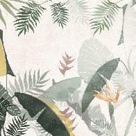 Custom-made green and yellow plant wallpaper