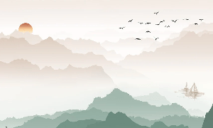 Terracotta mist mountain wallpaper