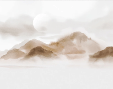 Wallpaper with misty mountains – Sepia glow