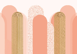 Art Deco graphic wallpaper with a pinkish hue