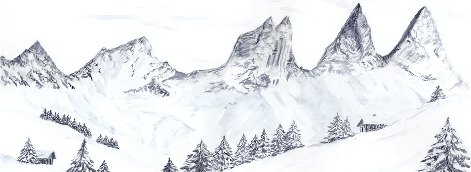 Papier peint aquarelle d’un rêve Alpin - Muralconcept