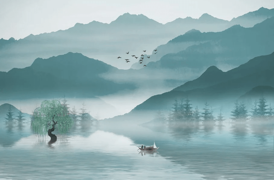 Wallpaper between mountains and lakes