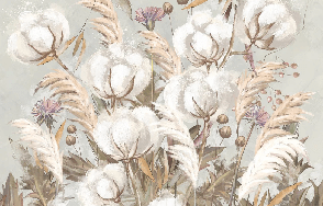 Papier peint panoramique fleur coton