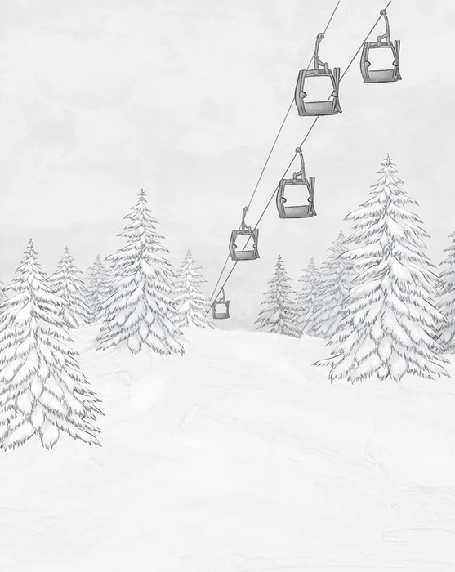 Black & white gondola mountain wallpaper