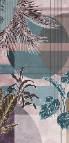 Papier peint geometric palms rose