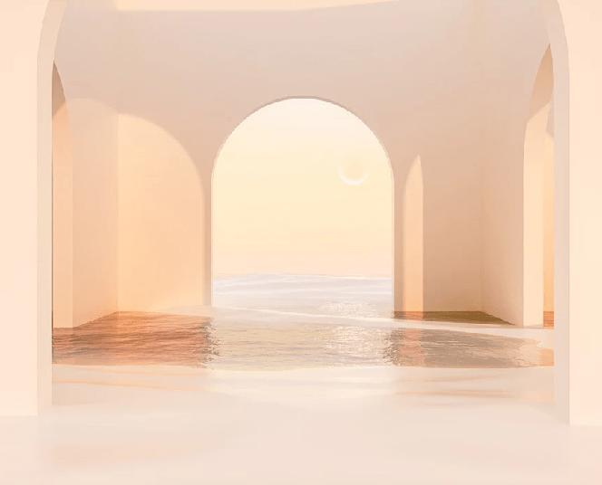Panoramic wallpaper design sunset arch