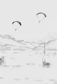 Annecy wallpaper - mountain peaks & art in monochrome