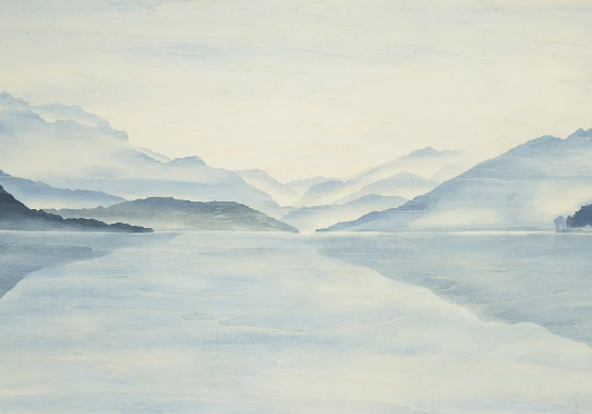 Papier Peint Vue Grand Albigny | Les Bleus du Lac®, XXL, tendance