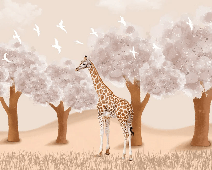 Giraffe in the Savannah children's bedroom wallpaper