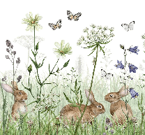 Baby room wallpaper with rabbits