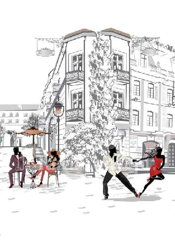 Parisian stroll restaurant wallpaper