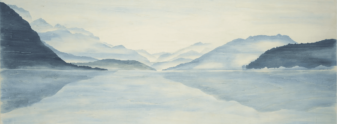 Papier Peint Vue Grand Albigny | Les Bleus du Lac® - Muralconcept