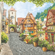 Alsace flower-filled alley wallpaper