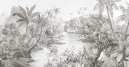 Picturesque jungle panoramic wallpaper