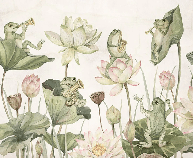 Musical frogs children's wallpaper