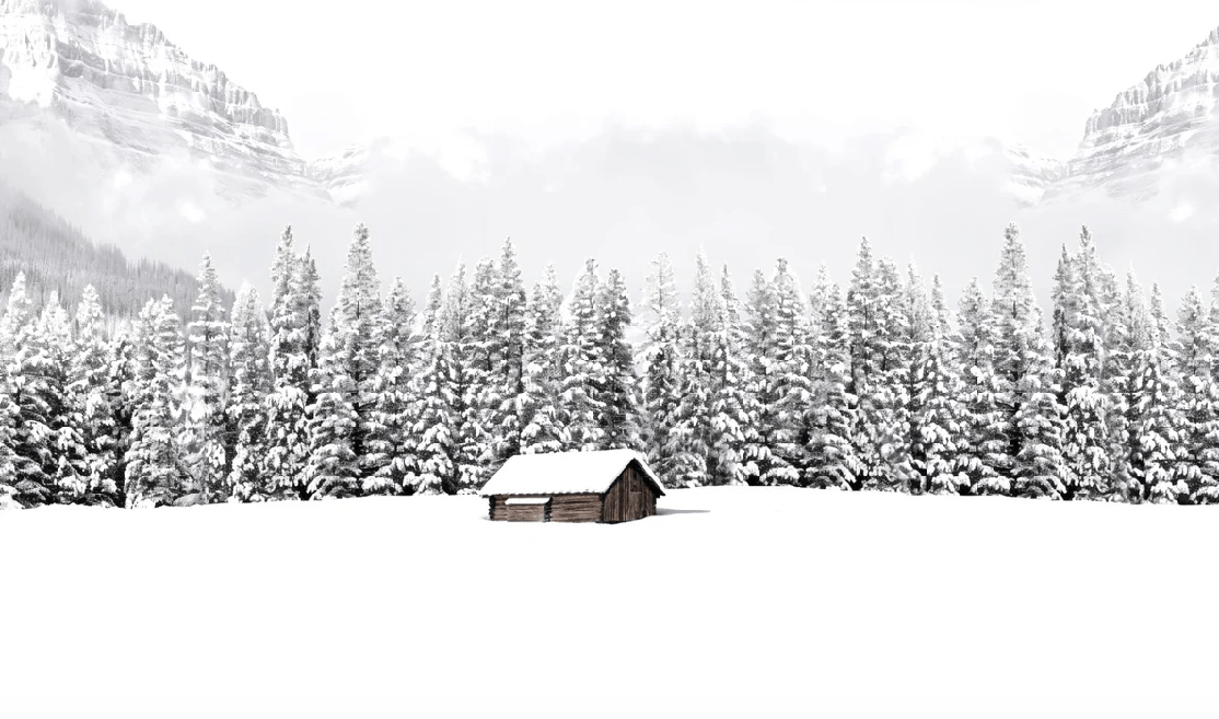 Panoramic mountain chalet wallpaper