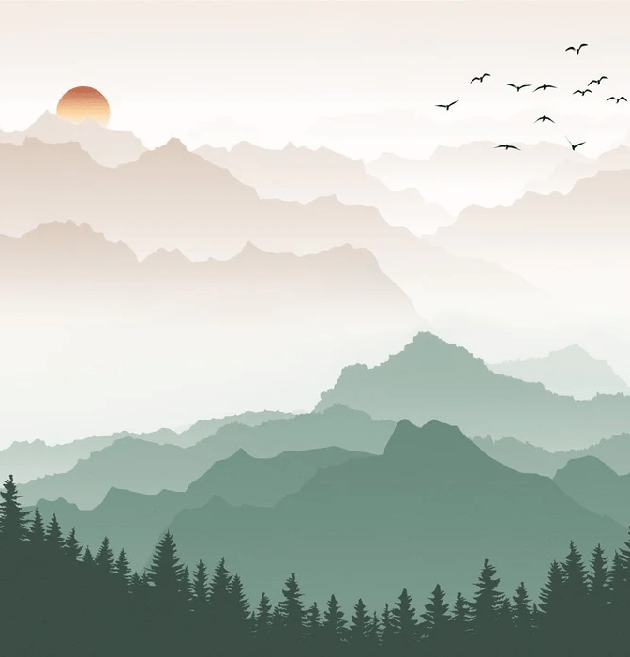 Terracotta mist mountain wallpaper