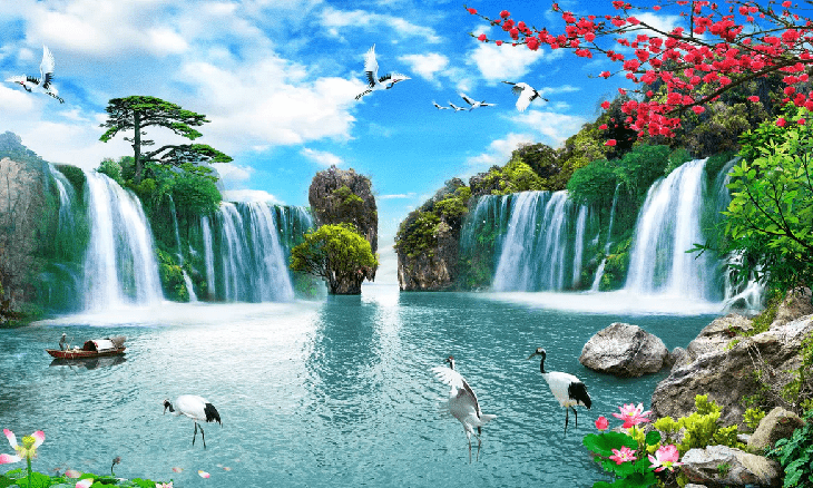 Panoramic wallpaper Cascade Asia Zen