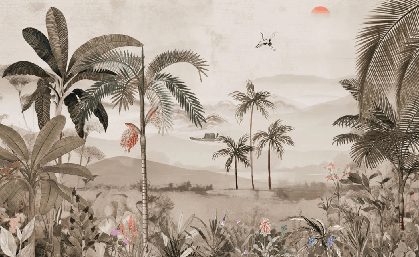 Papier peint l'art de la jungle peint - Muralconcept