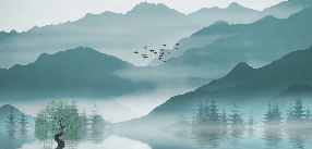 Papier peint salle bain entre montagne et lac, XXL, tendance