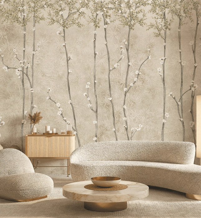 Japanese-style branches panoramic wallpaper