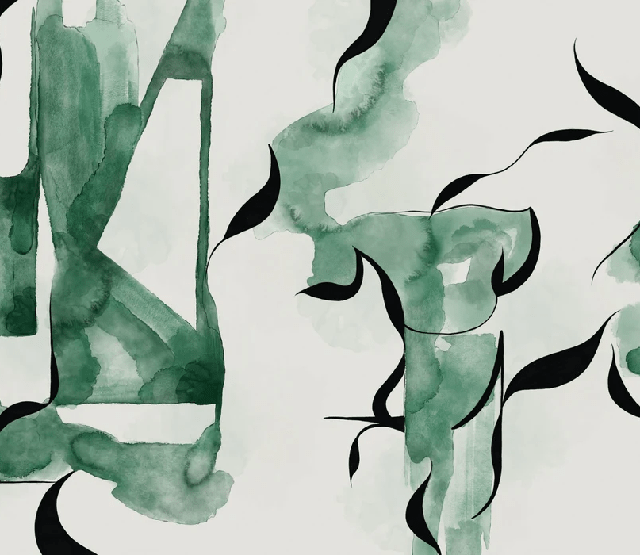 Papier peint abstrait moderne – Abstract Green Flow - Muralconcept