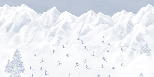 Blue mountain skiers wallpaper