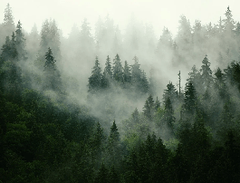 Green misty forest wallpaper