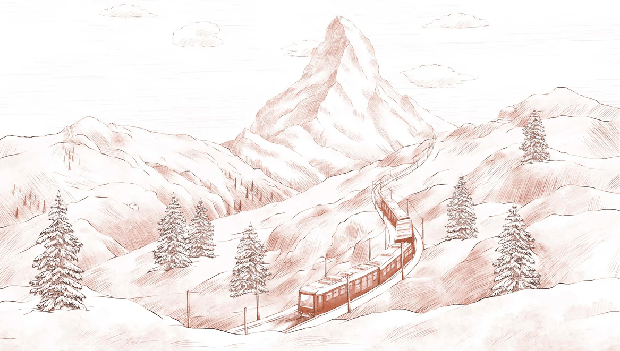 Terracotta Matterhorn panoramic wallpaper