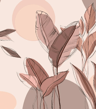 Graphic plant panoramic wallpaper