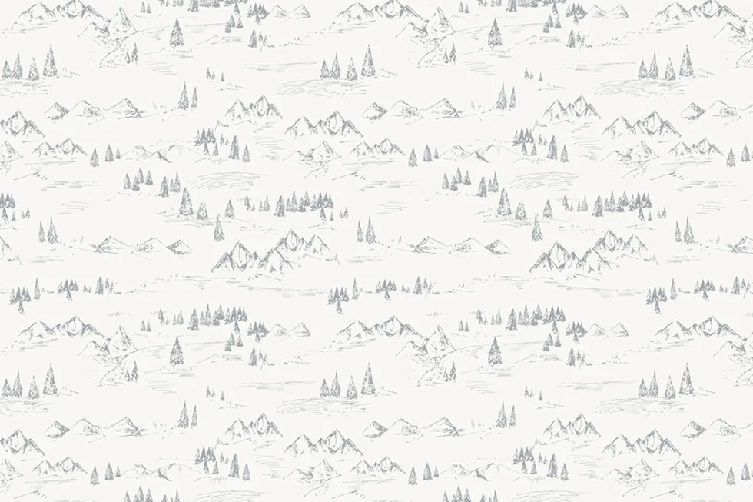 Papier peint illustration montagne et sapin