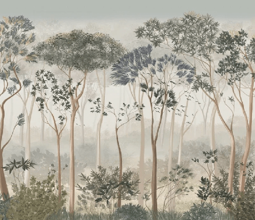 Papier peint panoramique silhouette forest – Pins Signature - Muralconcept