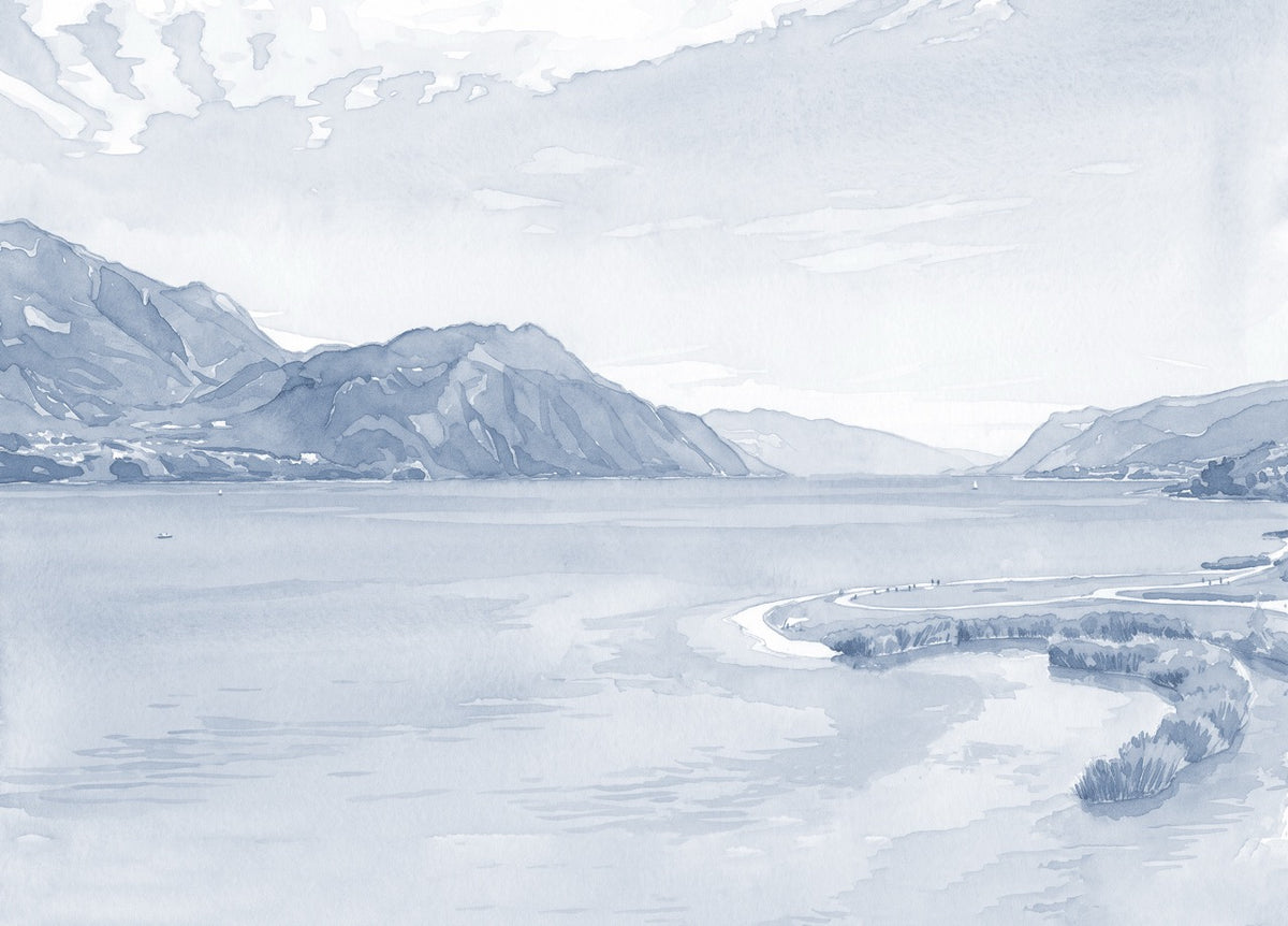 Papier peint panoramique Lac bourget – Aquarelle artiste