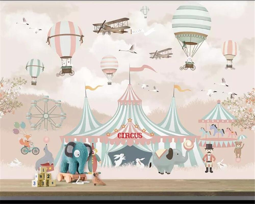 Papier peint circus animaux rose, mural concept, tendance