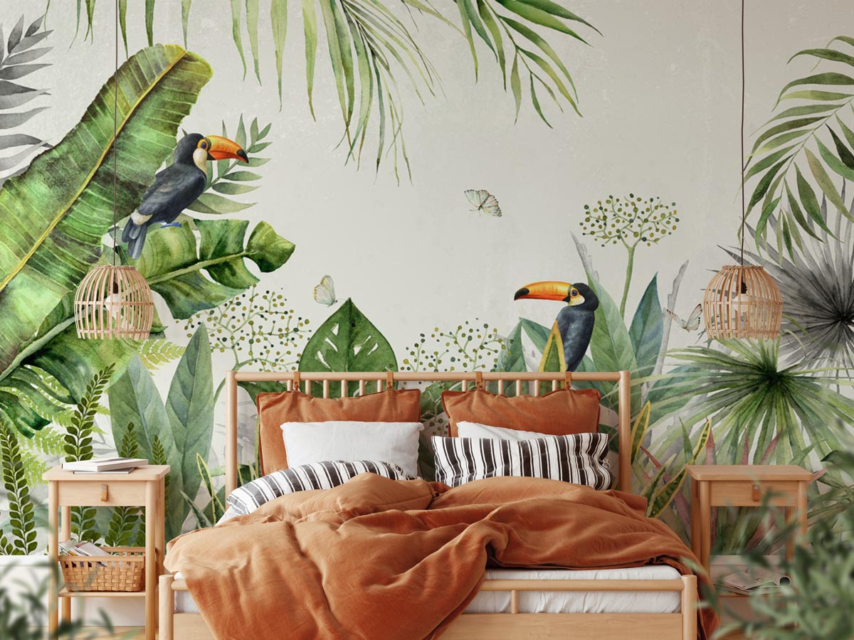 Papier peint Jungle oiseau exotique - Muralconcept