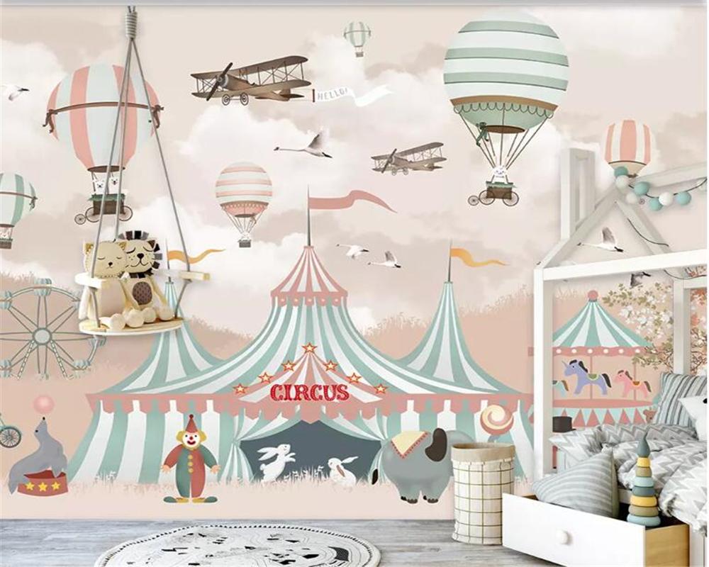 Papier peint circus animaux rose, mural concept, tendance