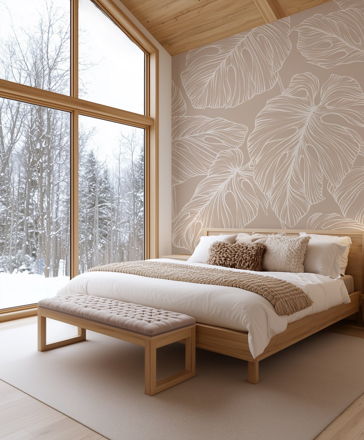 Papier peint feuille monstera sable, XXL, tendance