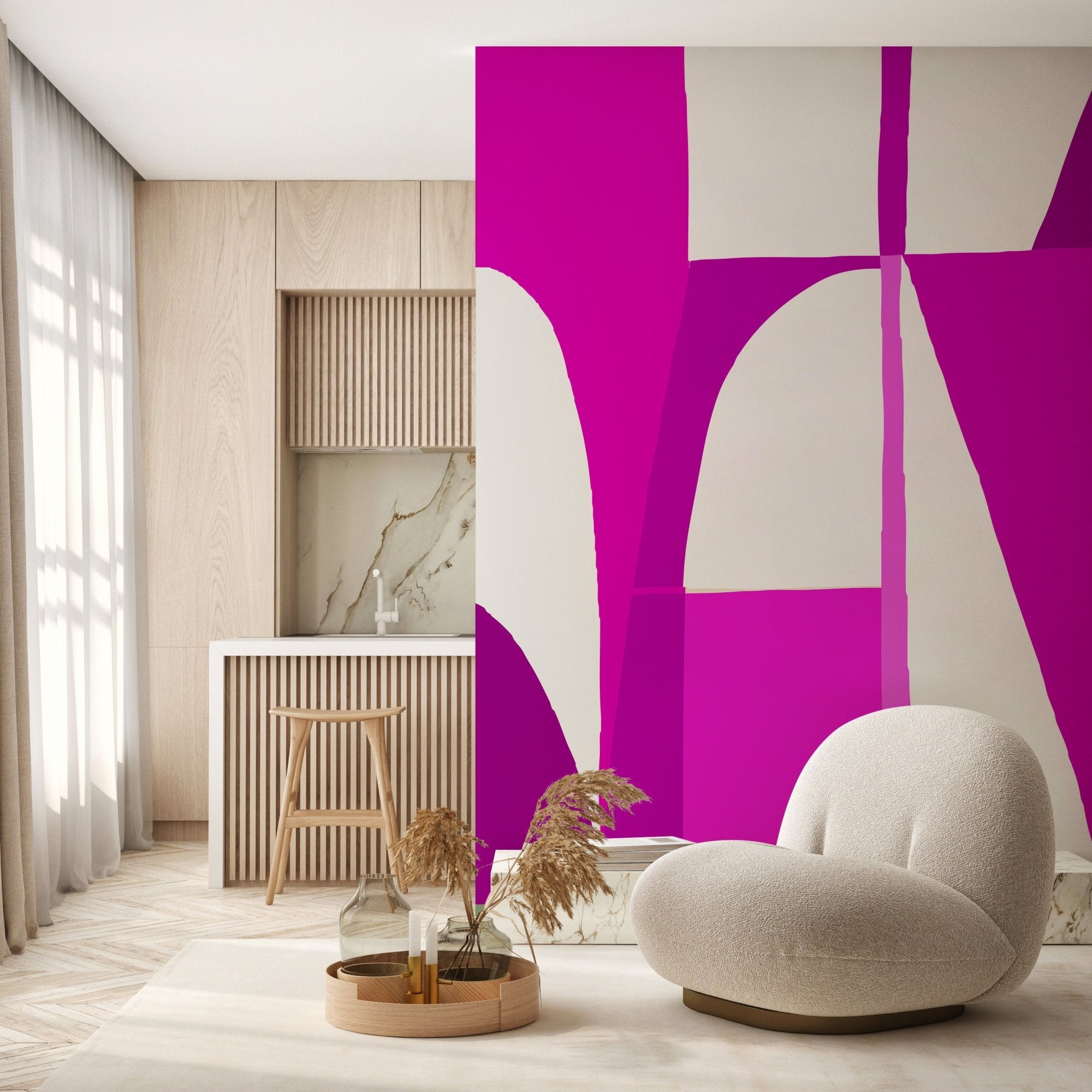 Papier peint Memphis style rose, XXL, tendance