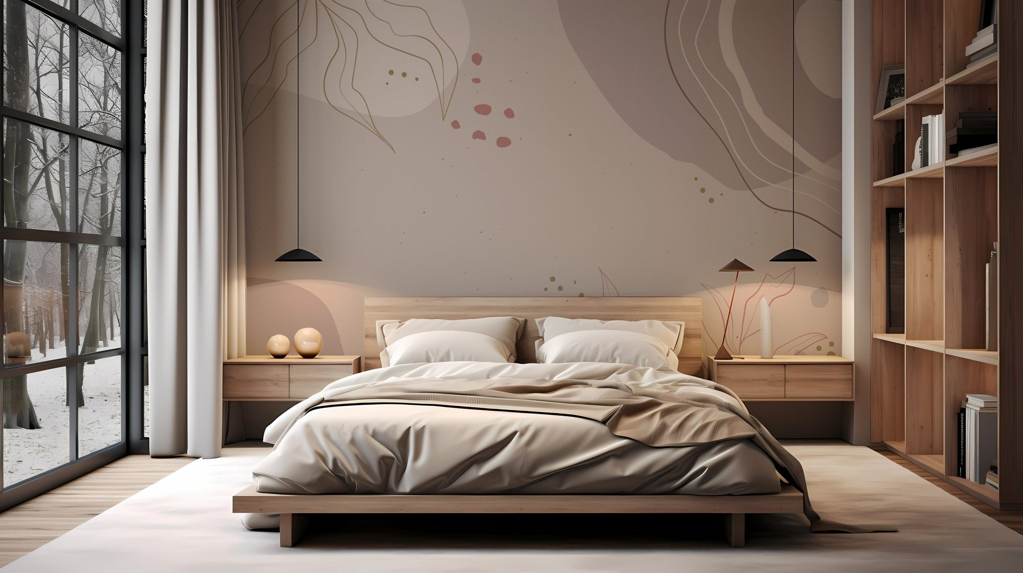 Papier peint abstral coraux, mural concept, tendance