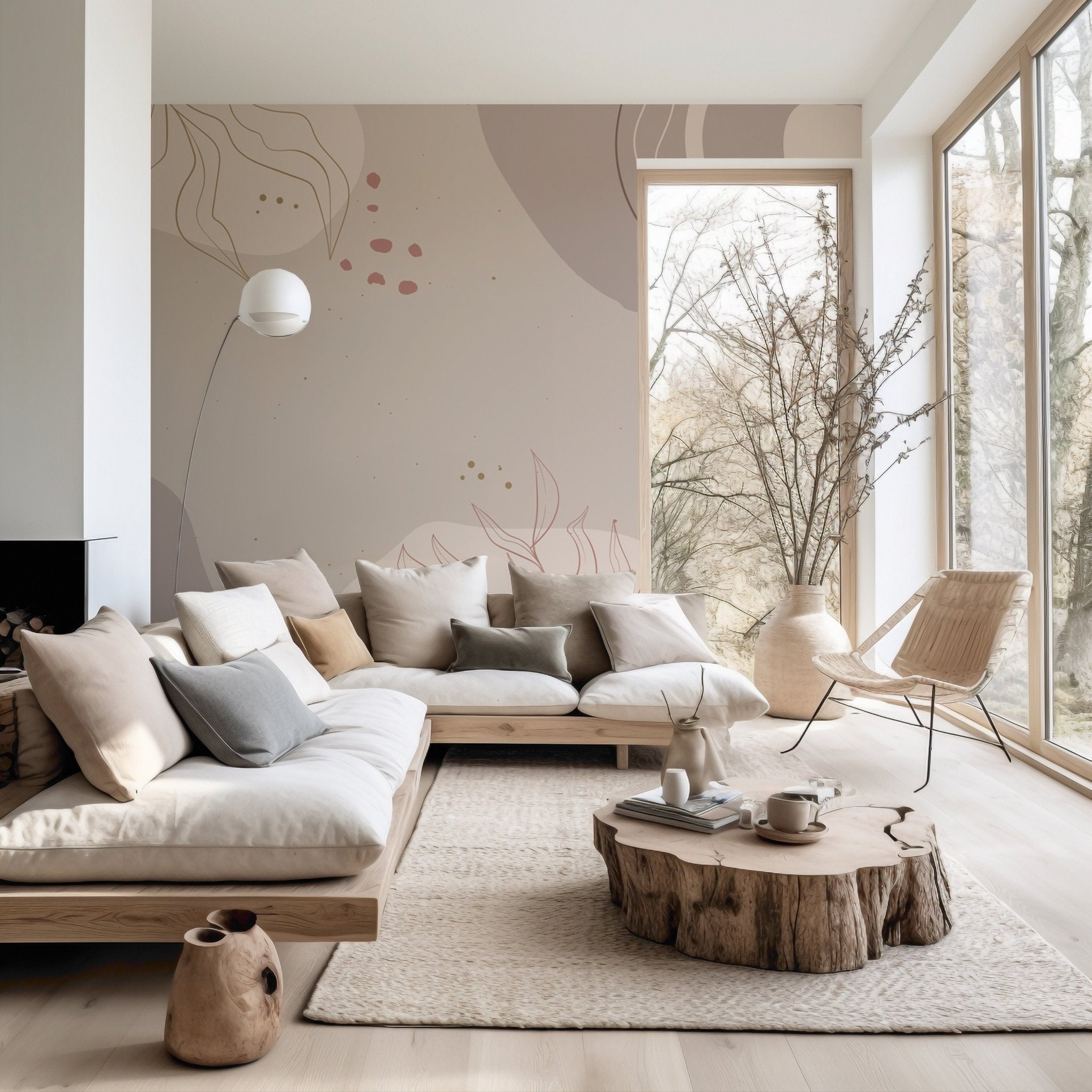 Papier peint abstral coraux, mural concept, tendance