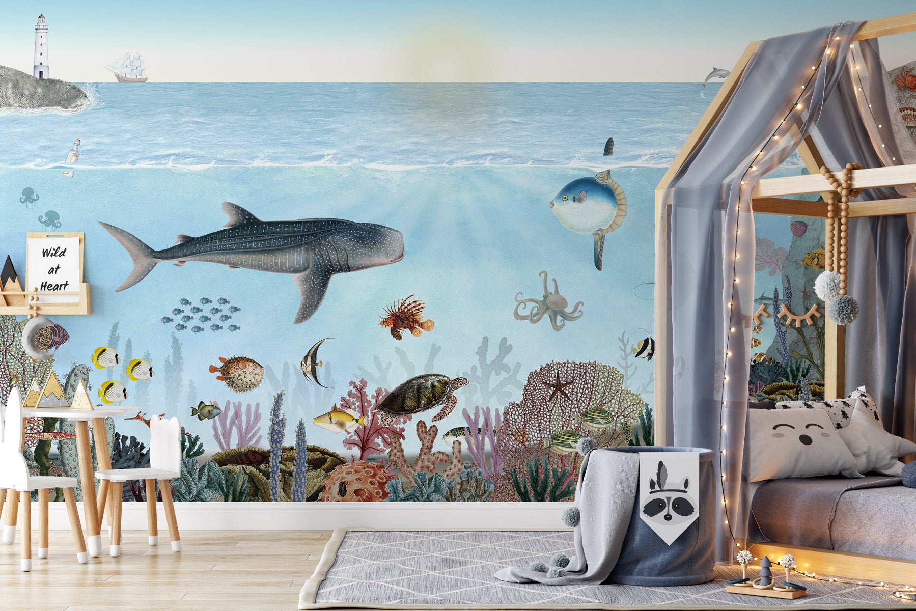 Papier peint animaux marins, mural concept, tendance