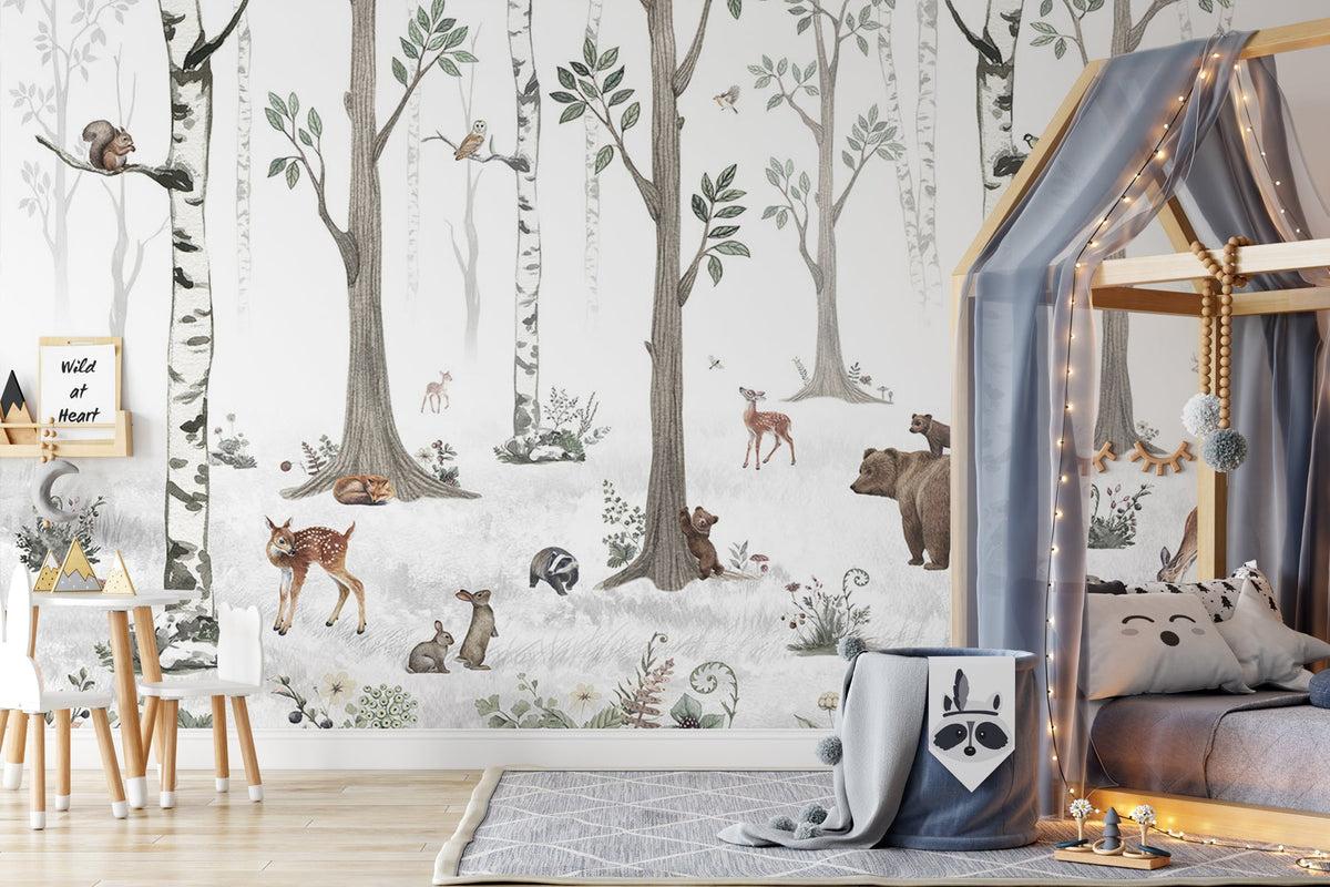 Spring forest animal wallpaper