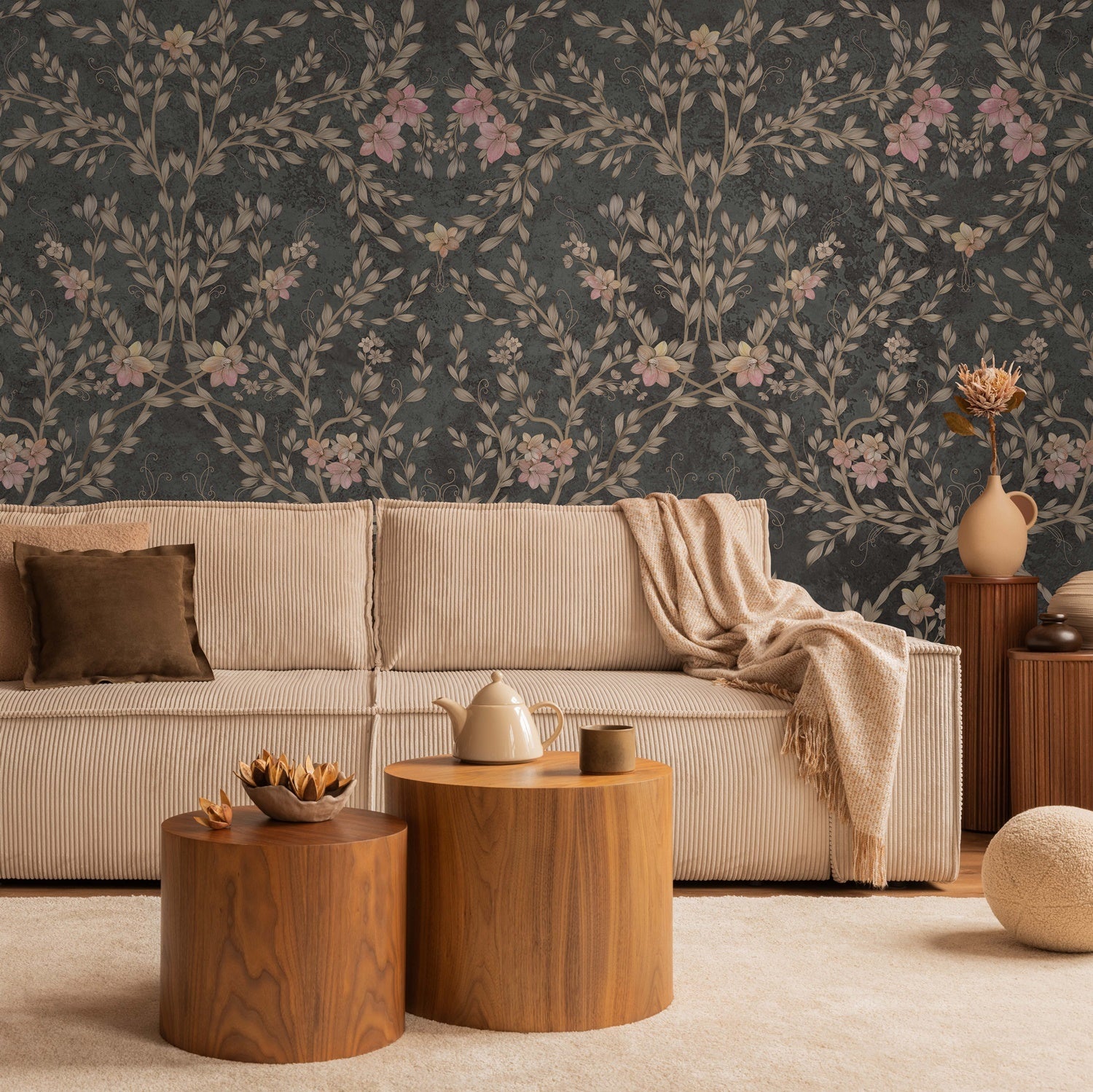 Papier peint anse de fleurs, mural concept, tendance